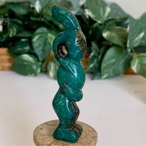 Chinese Jade Stone Ram Man Beast Figurine Carved Mythical Person Man Statue 3.4"